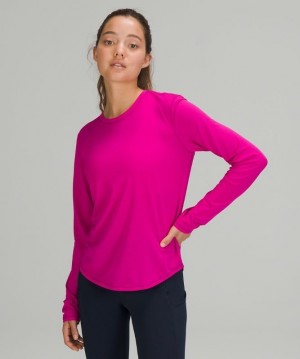 Lululemon High Neck Running and Training Long Sleeve Shirt Kadın Üstler Ripened Raspberry | IQTY-30986