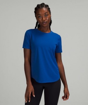 Lululemon High Neck Running and Training T-Shirt Kadın Üstler Mavi | IHMK-89504