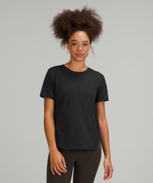 Lululemon High Neck Running and Training T-Shirt Kadın Üstler Siyah | WYNO-51329