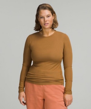 Lululemon Hold Tight Long Sleeve Kadın Üstler Bej Rengi | KARO-84073