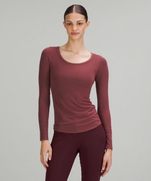 Lululemon Hold Tight Scoop Neck Long Sleeve Shirt Kadın Üstler Kırmızı | RJZE-96075