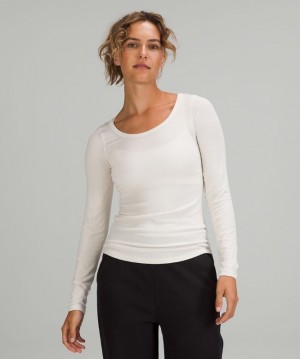 Lululemon Hold Tight Scoop Neck Long Sleeve Shirt Kadın Üstler Beyaz | DICZ-14530