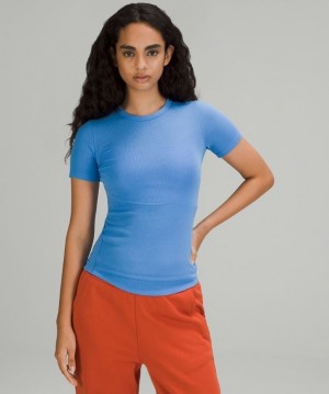 Lululemon Hold Tight Short Sleeve Kadın Üstler Mavi | NKYM-21905