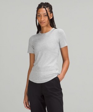 Lululemon Hold Tight Short Sleeve Kadın Üstler Açık Gri | VTNE-83269