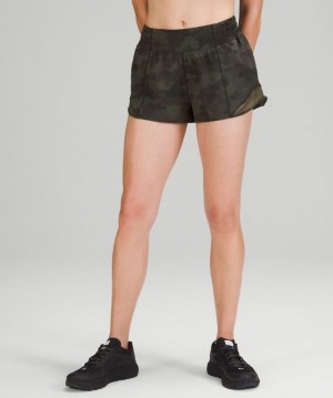 Lululemon Hotty Hot High-Rise Lined Short 2.5 Kadın Şort Camo Koyu Zeytin Yeşili Renkli | DYVX-56871