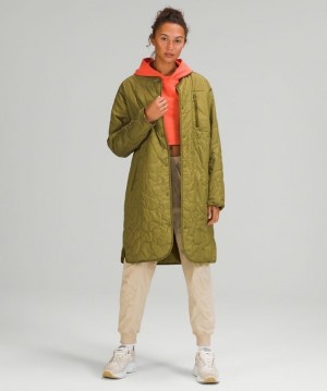 Lululemon Insulated Quilted Long Bomber Kadın Mont Yeşil | EVWR-36947