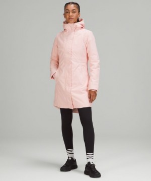 Lululemon Insulated Waterproof Jacket Kadın Mont Pembe Beyaz | KJNQ-37210