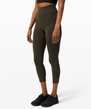 Lululemon Invigorate High-Rise Crop 23 Kadın Tayt Koyu Zeytin Yeşili | MTLG-71462