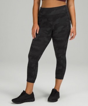 Lululemon Invigorate High-Rise Crop 23 Kadın Tayt Camo Siyah Renkli | BPRX-76539