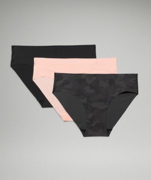 Lululemon InvisiWear Bikini 3 Pack Kadın İç Giyim Camo Siyah Renkli Pembe Beyaz Siyah | DWOC-89374