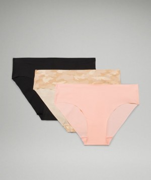 Lululemon InvisiWear Bikini 3 Pack Kadın İç Giyim Camo Kahverengi Renkli Pembe Beyaz Siyah | AMKU-70398