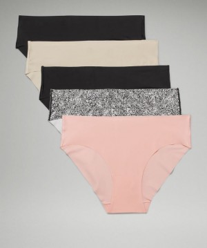 Lululemon InvisiWear Bikini 5 Pack Kadın İç Giyim Siyah Siyah Pembe Beyaz Bej Rengi Siyah | PJVE-01865