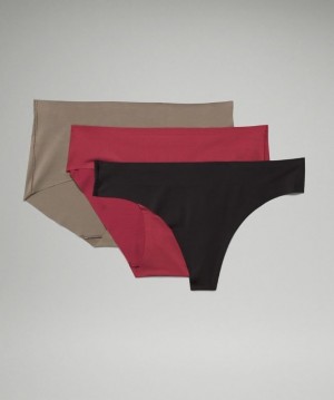 Lululemon InvisiWear Mid-Rise Multi-Silhouette Underwear 3 Pack Kadın İç Giyim Siyah Bordo | SZMJ-57240