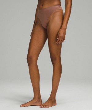 Lululemon InvisiWear Mid-Rise Thong Underwear Kadın İç Giyim Kahverengi | PJDQ-67804