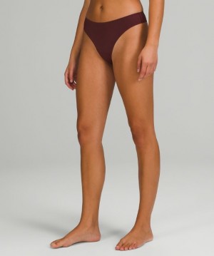 Lululemon InvisiWear Mid-Rise Thong Underwear Kadın İç Giyim Kırmızı Bordo | XMTL-46037
