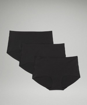 Lululemon InvisiWear Mid Rise Boyshort Underwear 3 Pack Kadın İç Giyim Siyah | BWHN-07893