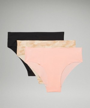 Lululemon InvisiWear Mid Rise Cheeky Bikini Underwear 3 Pack Kadın İç Giyim Camo Kahverengi Renkli Pembe Beyaz Siyah | TJEH-94801
