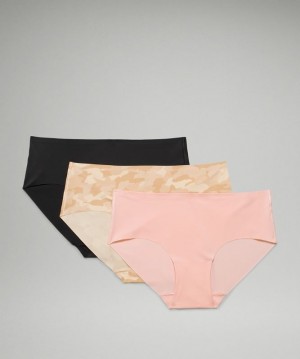 Lululemon InvisiWear Mid Rise Hipster Underwear 3 Pack Kadın İç Giyim Camo Kahverengi Renkli Pembe Beyaz Siyah | VFNC-53912