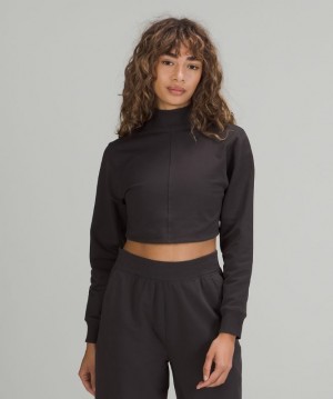 Lululemon LA Reversible Mock Neck Kadın Tişörtü Siyah Gri | OBRU-37105