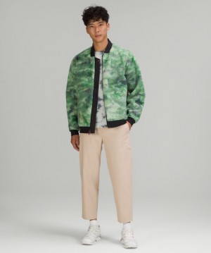 Lululemon Lab Textured Fleece Bomber Jacket Erkek Mont Yeşil Renkli | KUWX-31257