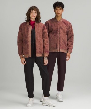 Lululemon Lab Textured Fleece Bomber Jacket Erkek Mont Kahverengi | XNBS-78942