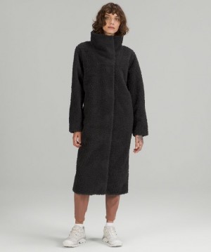 Lululemon Lab Textured Fleece Coat Kadın Mont Siyah | MZNU-34526