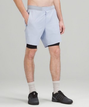 Lululemon License to Train Lined Short 7 Erkek Şort Mavi Bej Rengi | OEAQ-01328