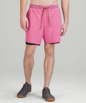 Lululemon License to Train Lined Short 7 Erkek Şort Pembe | NGAQ-41027