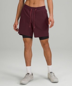 Lululemon License to Train Lined Short 7 Erkek Şort Cassis | VYAS-94168