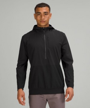 Lululemon Lightweight Running Half-Zip Hoodie Erkek Mont Siyah | LJEM-85216