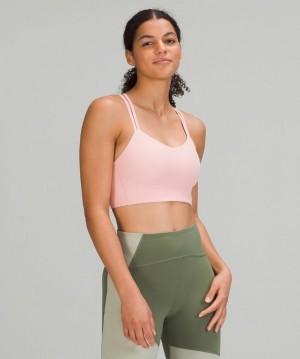Lululemon Like a Cloud Ribbed Longline Bra Light Support Kadın Spor Sütyeni Pembe | RVQB-92715