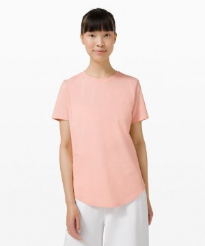 Lululemon Love Crew Short Sleeve T-Shirt Kadın Üstler Pembe Beyaz | PREI-04973