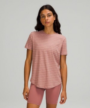 Lululemon Love Crew Short Sleeve T-Shirt Kadın Üstler Çizgili Beyaz | FHDZ-31578