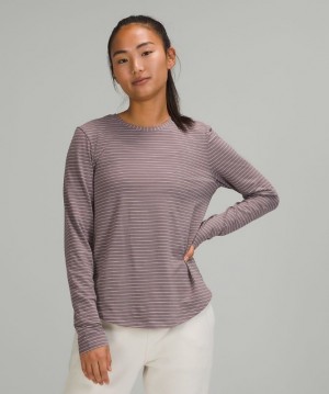 Lululemon Love Long Sleeve Shirt Kadın Üstler Çizgili Beyaz | LXIR-76294