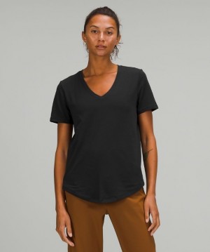 Lululemon Love V-Neck T-Shirt Kadın Üstler Siyah | OXHJ-36819