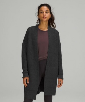 Lululemon Merino Wool Cardigan Kadın Tişörtü Siyah | KGVL-27805