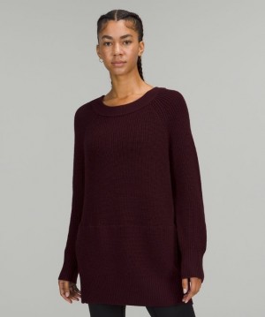 Lululemon Merino Wool Pullover Sweater Kadın Süveter Cassis | VFZP-86951
