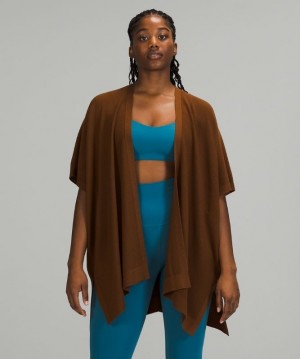 Lululemon Merino Wool Short Sleeve Wrap Kadın Süveter Bakır Kahverengi | DOAV-71830