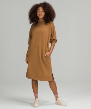 Lululemon Modal Fleece Funnel-Neck Dress Kadın Elbise Bej Rengi | DSOX-27390