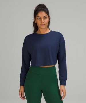 Lululemon Muscle Love Long Sleeve Kadın Üstler Night Sea | YDCR-05394