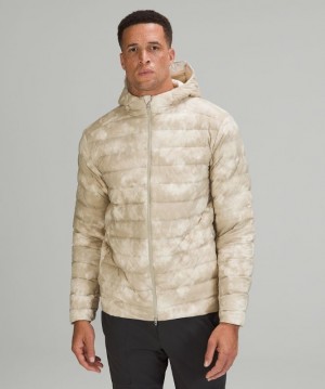 Lululemon Navigation Stretch Down Hoodie Erkek Mont Beyaz Bej Rengi | CWRJ-15632