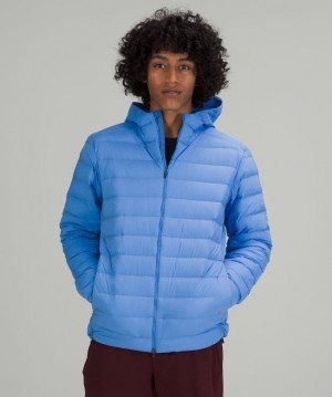 Lululemon Navigation Stretch Down Hoodie Erkek Mont Mavi | AENG-97862