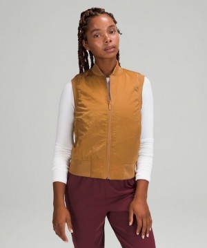 Lululemon Non-Stop Bomber Vest Reversible Kadın Mont Bej Rengi | CKDE-46921