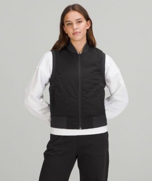 Lululemon Non-Stop Bomber Vest Reversible Kadın Mont Siyah | VUOM-75948