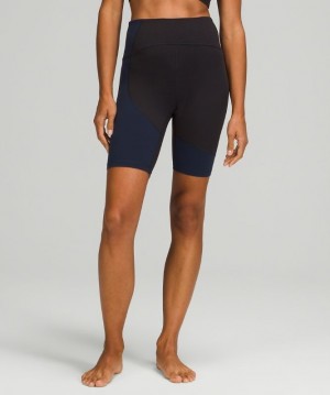 Lululemon Nulu Colour Block High-Rise Short 8 Kadın Şort Siyah Lacivert | ERIT-43912