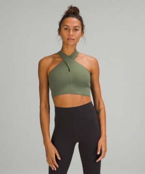 Lululemon Nulu Wrap-Front Long-Line Bra Light Supports Kadın Spor Sütyeni Yeşil | KSNE-54798
