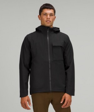 Lululemon Outpour StretchSeal Jacket Erkek Mont Siyah | XLBC-06431