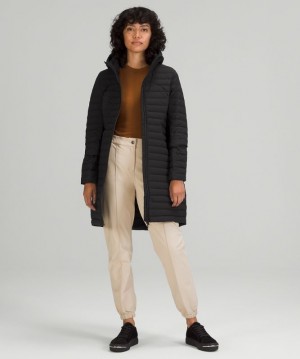 Lululemon Pack It Down Jacket Long Kadın Mont Siyah | JRDQ-81043
