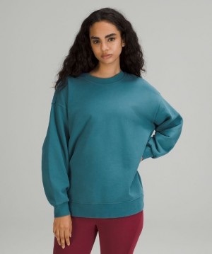 Lululemon Perfectly Oversized Crew Kadın Tişörtü Mavi | OMLZ-84913