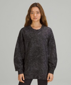 Lululemon Perfectly Oversized Crew Kadın Tişörtü Mavi Açık Mavi Lavanta Siyah | JZHO-75624